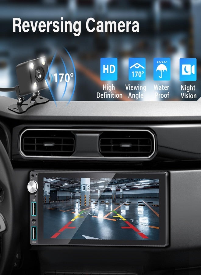 LSLYA Single Din Car Stereo with Apple Carplay Android Auto,6.9 Inch IPS Touchscreen, 1 Din Car Audio Receivers wtih Bluetooth Handsfree/FM/AM/Dual USB/Type-C/EQ/SWC/GPS Navigation/Backup Camera/Microphone - Image 3